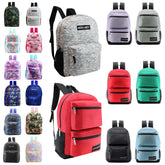 Buy 24 Pack of 17" Premium and Classic Style Wholesale Backpack in Assorted Colors and Prints - Bulk Case of 24